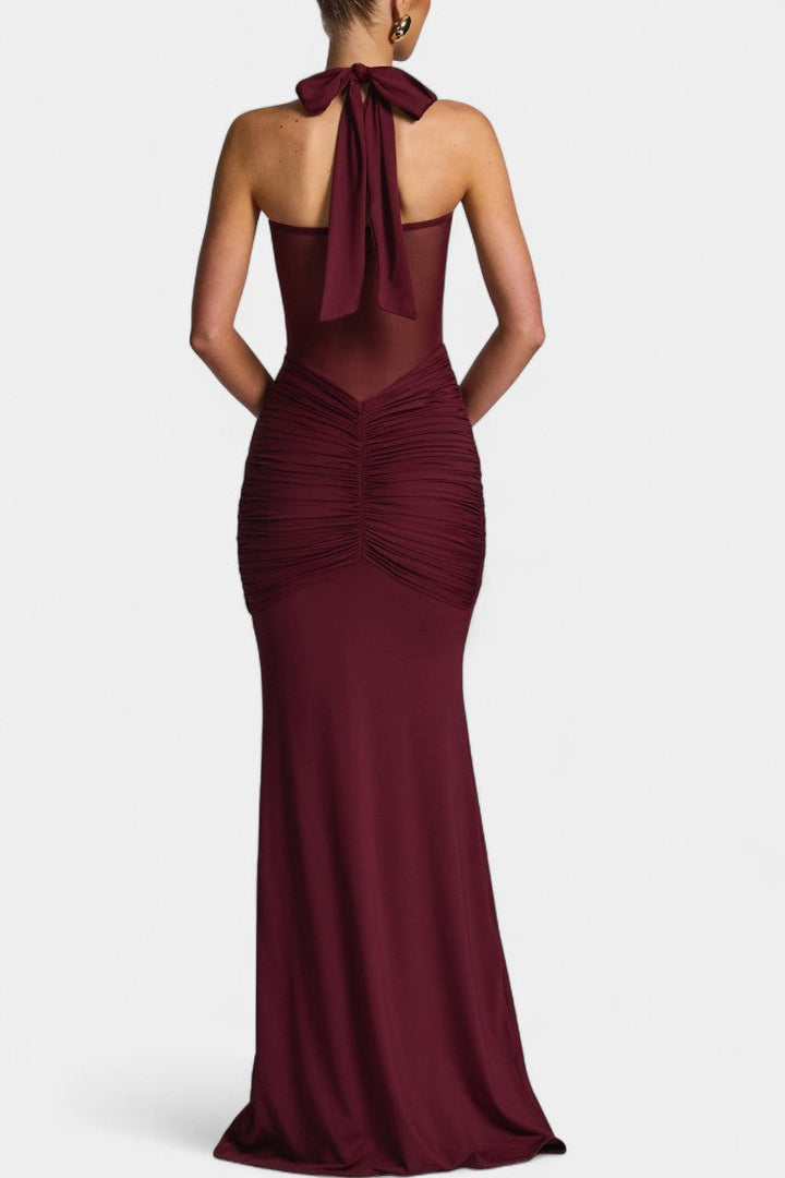 Florian Robe Maxi avec Décolleté Halter et Silhouette Sirène