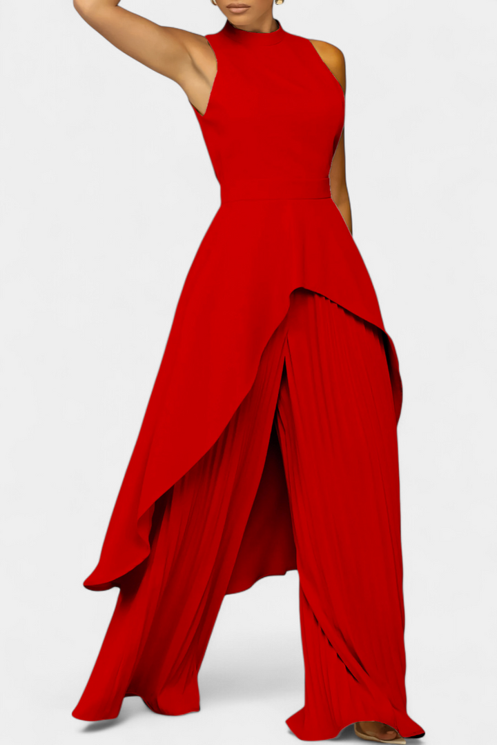 Ensemble Chrysoula Asymétrique avec Pantalon Plissé