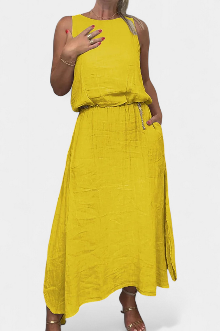 Ensemble Meliora en Lin et Coton avec Gilet Sans Manches et Jupe