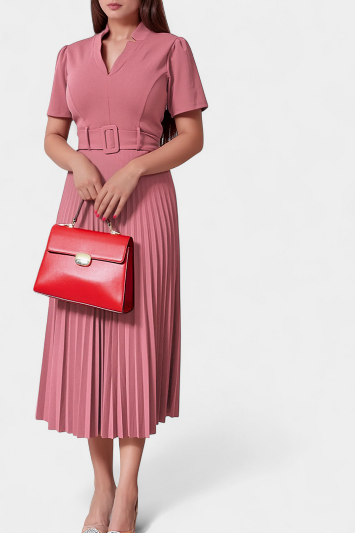Seliora Robe Midi de Travail avec Ceinture et Plis