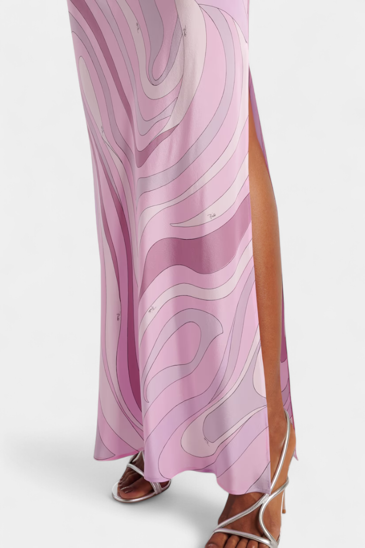 Robe Longue Valera avec Imprimé Tourbillon et Sans Manches