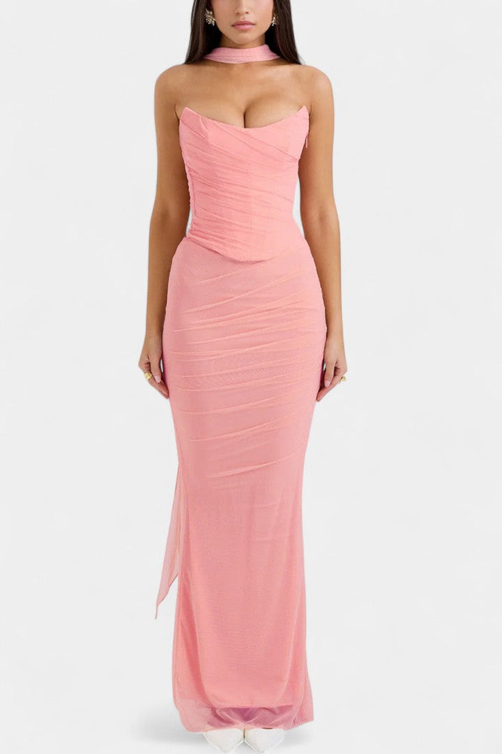 Robe Maxi en Maille Blair avec Corset Froncé