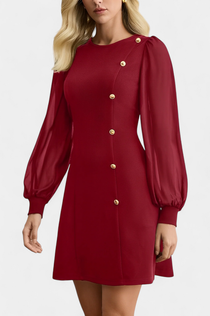 Robe A-Line Jacequeline avec Boutons et Col Rond
