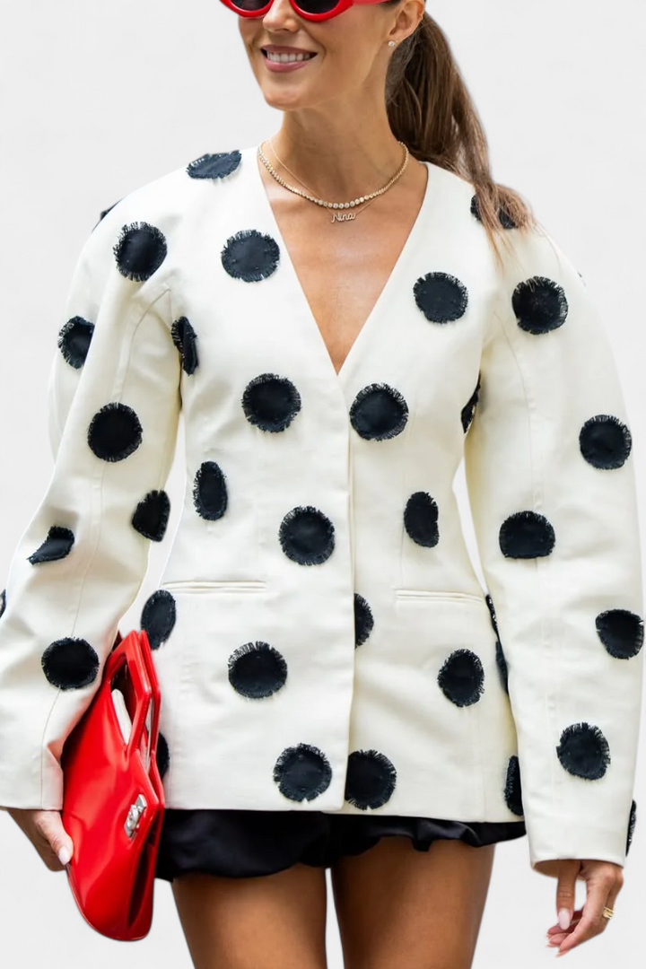 Blazer Clara à Col en V avec Points Boule
