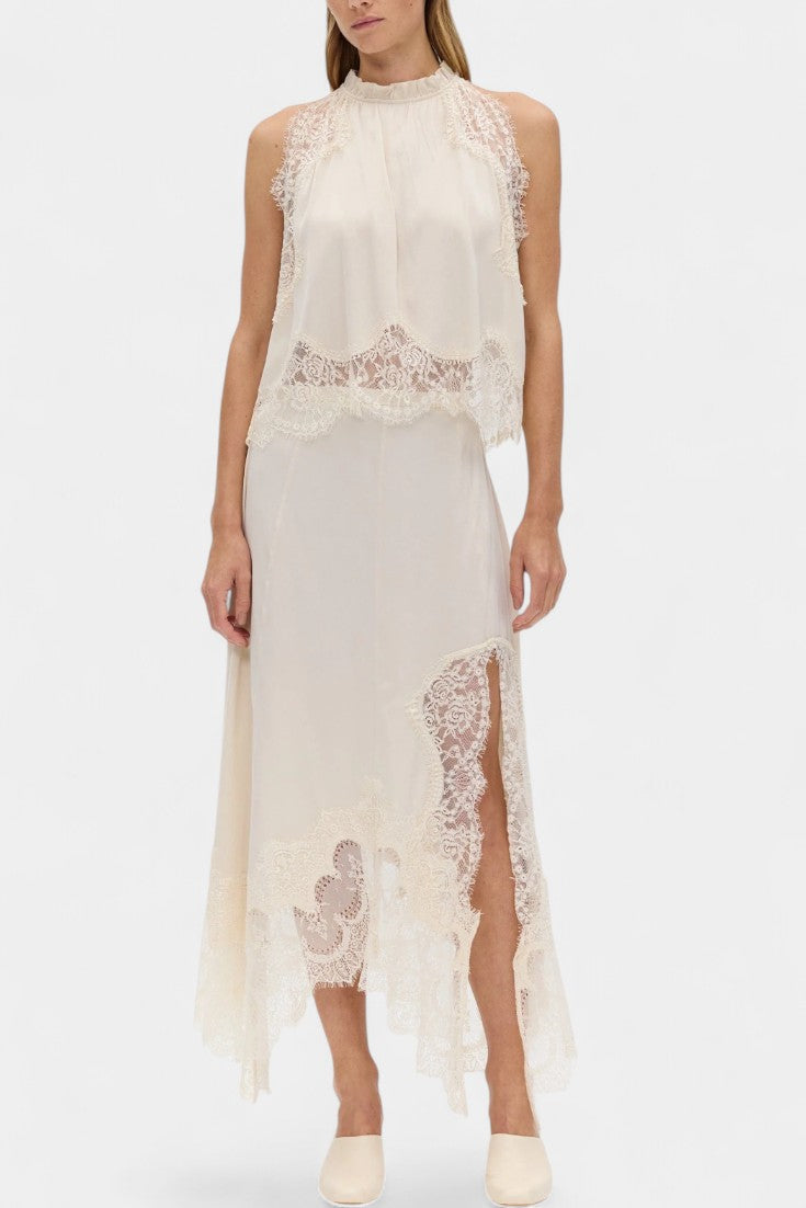 Coralena Ensemble de Jupe Midi en Dentelle avec Ourlet Asymétrique