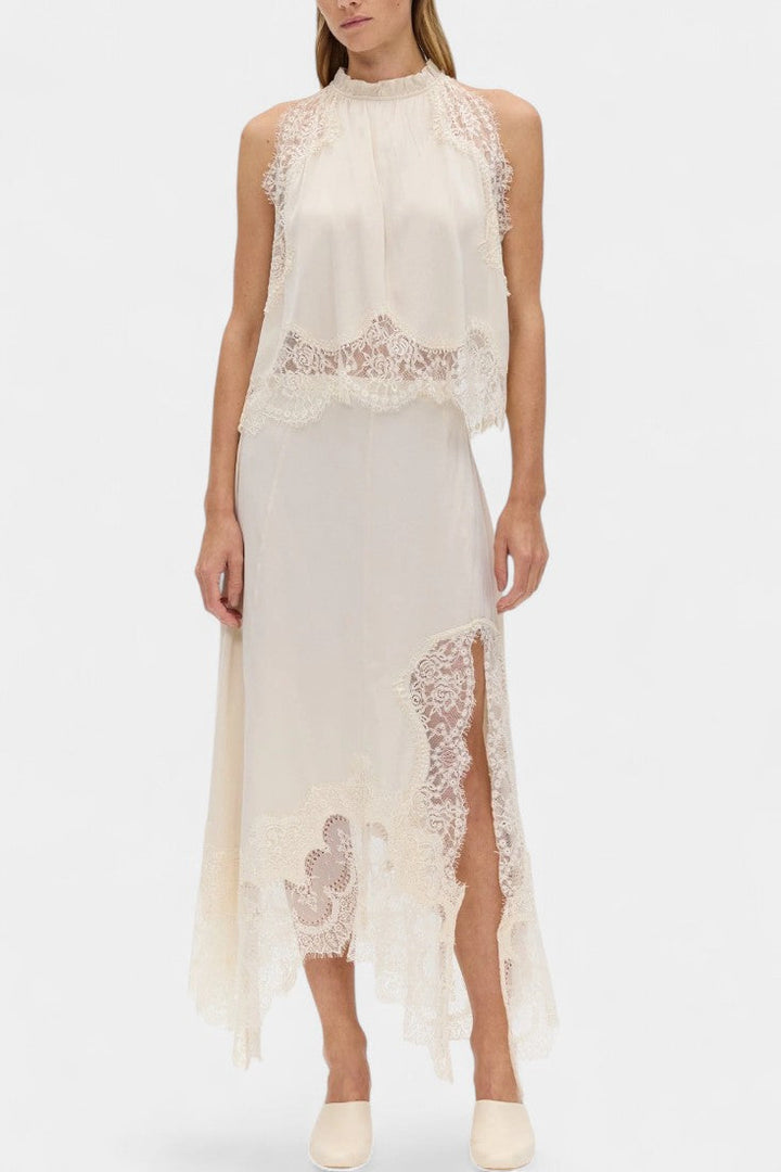 Coralena Ensemble de Jupe Midi en Dentelle avec Ourlet Asymétrique