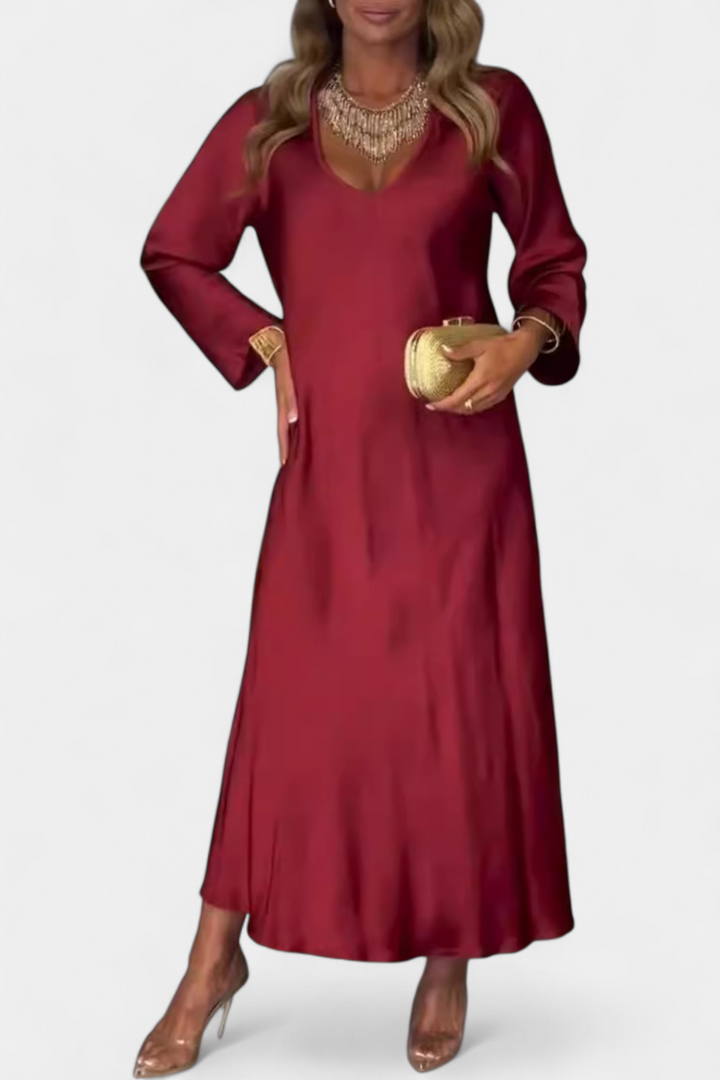 Riva Robe Fluide avec Décolleté en V et Manches Longues