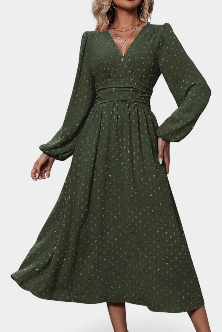 Faela Robe Midi de Bureau à Pois Suisses