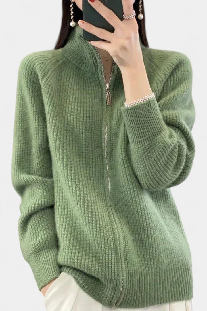 Cardigan en Tricot Chelsea avec Fermeture Éclair