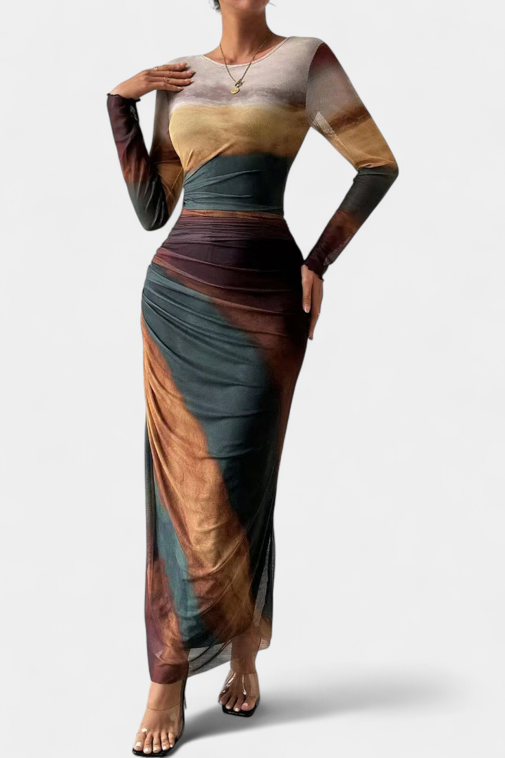 Galene Robe Midi Ajustée avec Cape
