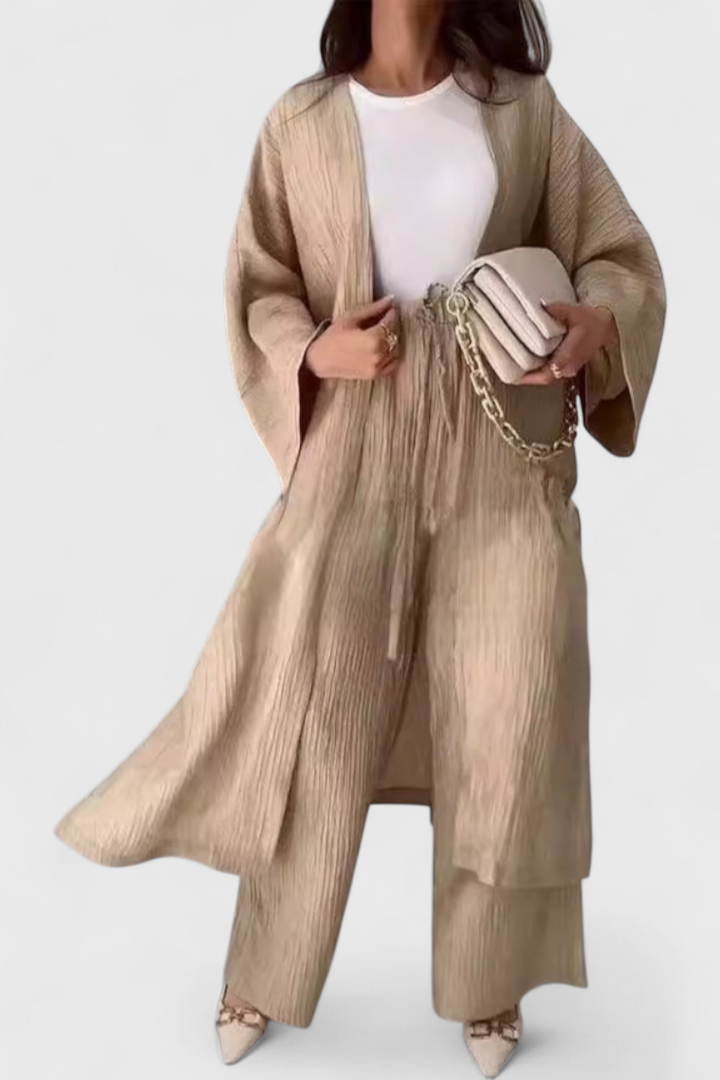 Ensemble Décontracté Caspian de Deux Pièces avec Kimono Long