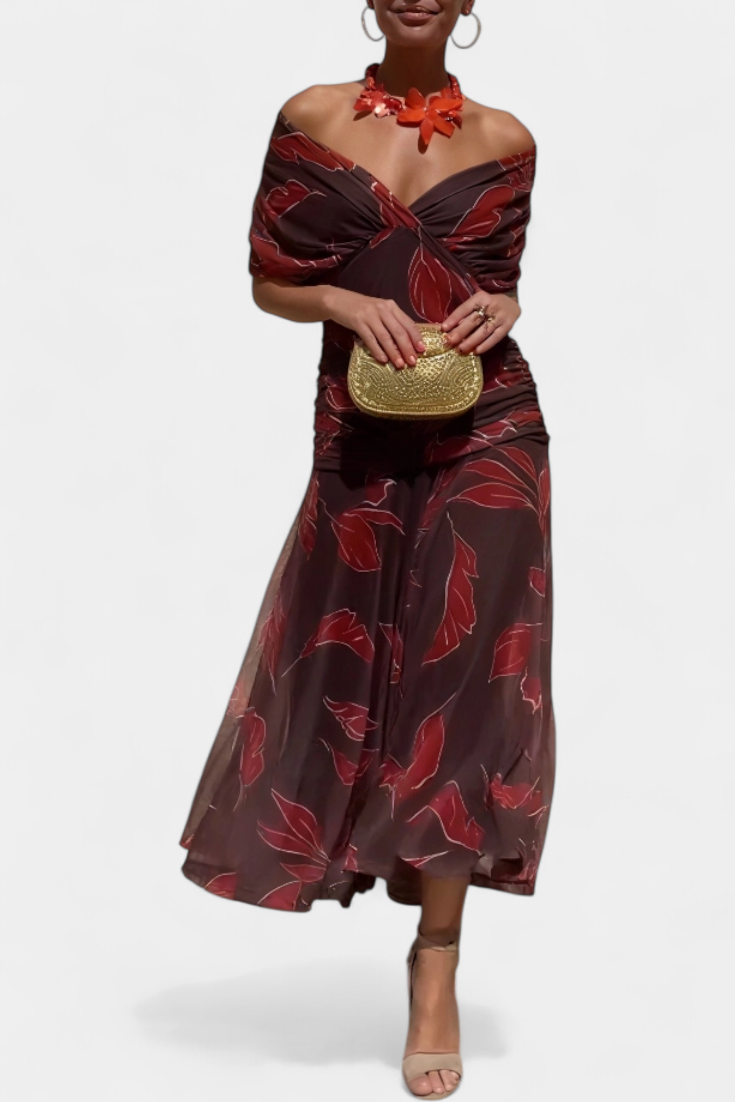 Alondra Robe Longue avec Imprimé Floral Fantaisie et Décolleté en V