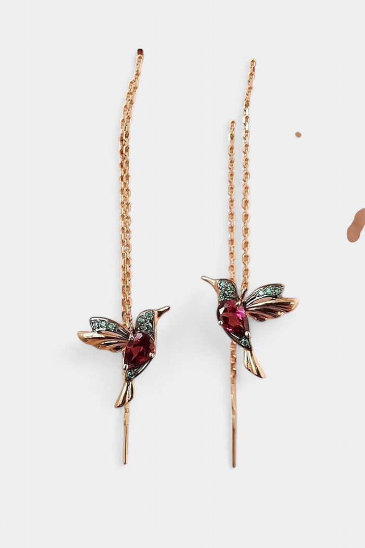 Boucles d'oreilles oiseaux en zirconium mélangé