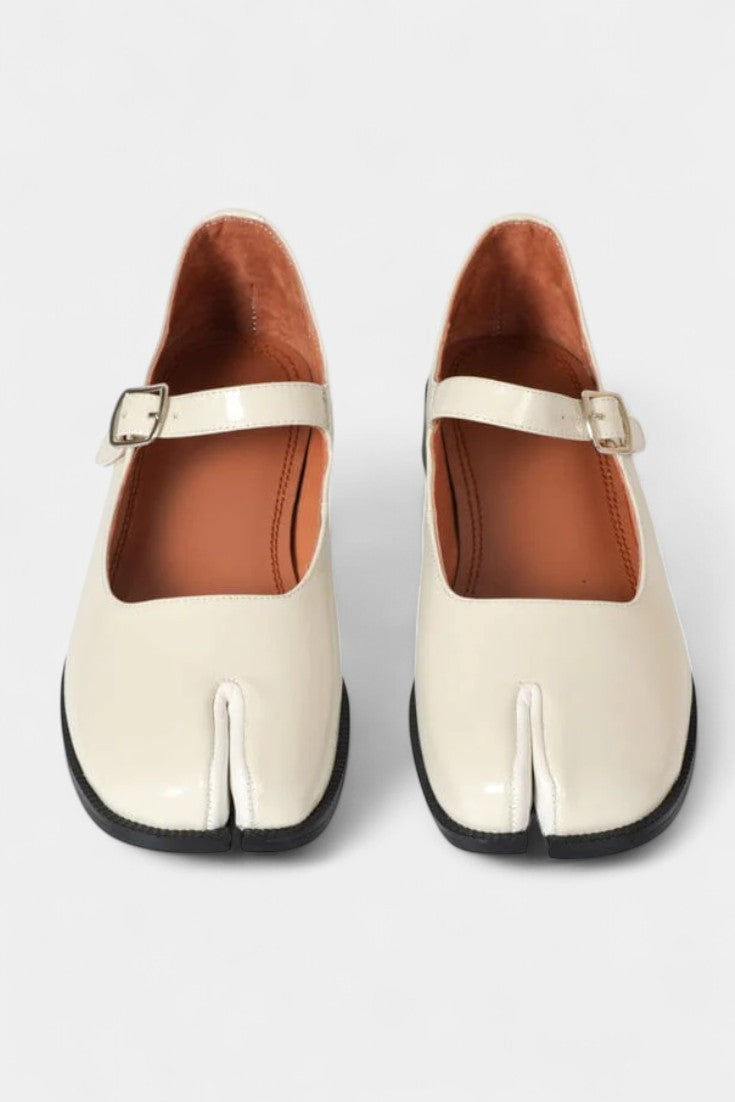 Martha Mary Janes en Cuir avec Bout Fendu