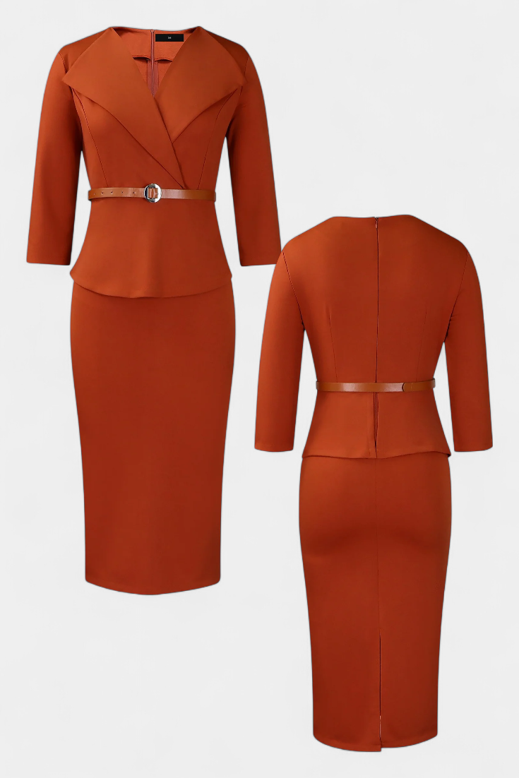 Robe Midi Ajustée Palamos avec Ceinture
