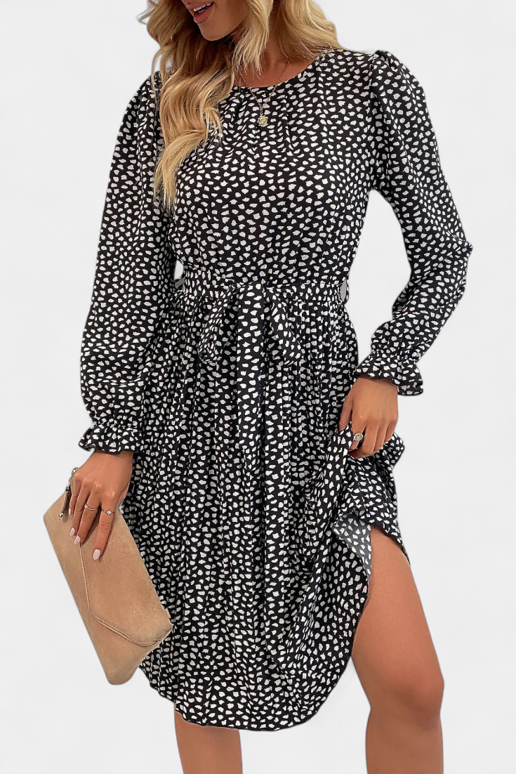 Evabeth Robe Midi Plissée Léopard