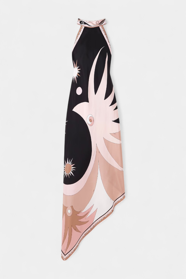 Robe Rosenda avec Dos Nu et Imprimé Abstrait