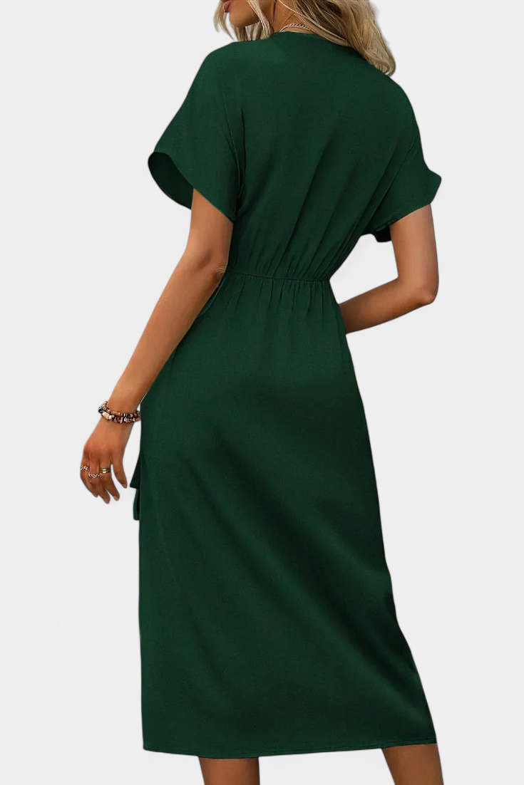 Robe Croisée Begoña avec Ceinture et Fente Subtile