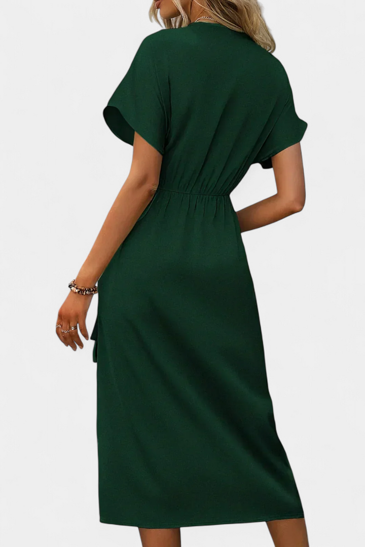 Robe Croisée Begoña avec Ceinture et Fente Subtile
