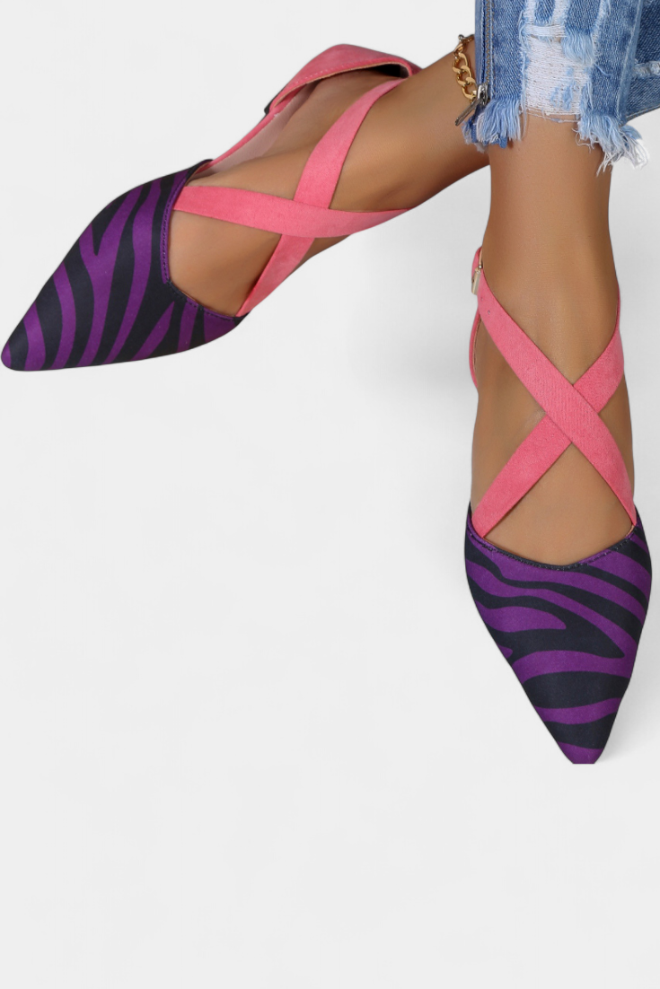 Ballerines Fenna avec Imprimé Zèbre et Bandes Croisées