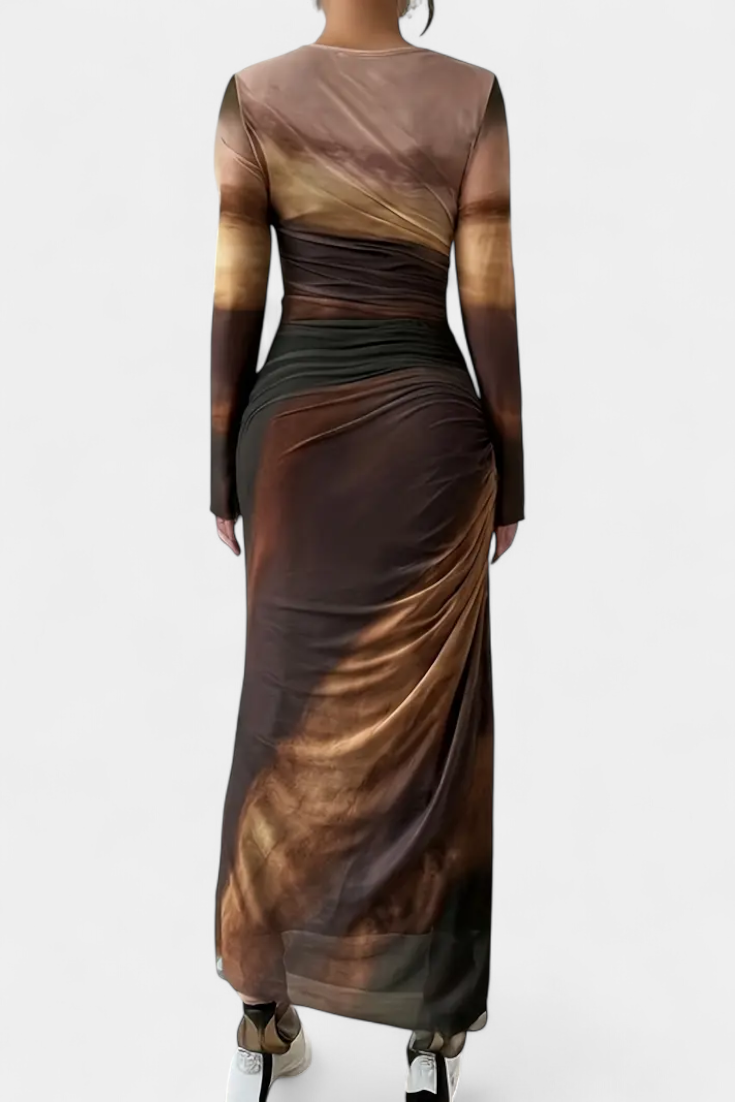 Galene Robe Midi Ajustée avec Cape