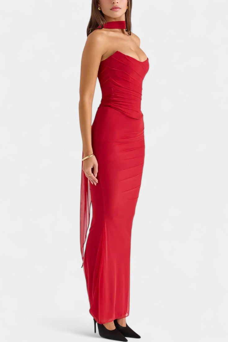 Robe Maxi en Maille Blair avec Corset Froncé