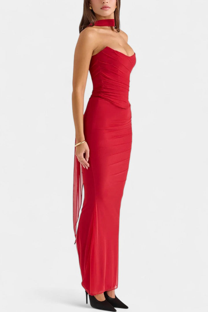 Robe Maxi en Maille Blair avec Corset Froncé