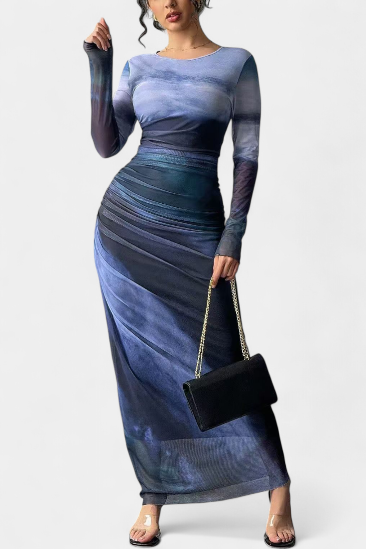 Galene Robe Midi Ajustée avec Cape