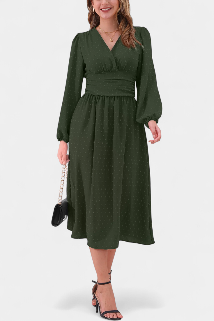 Faela Robe Midi de Bureau à Pois Suisses