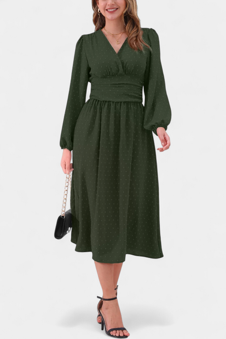 Faela Robe Midi de Bureau à Pois Suisses