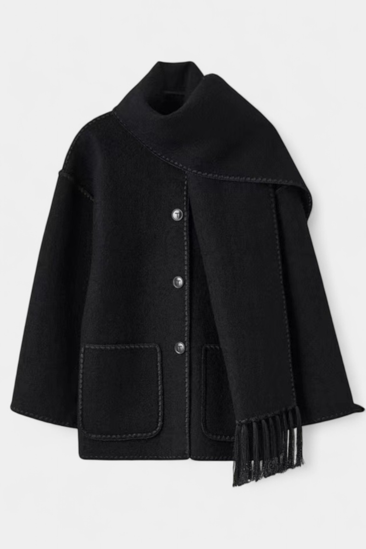 Manteau Pauline avec Écharpe à Franges Intégrée