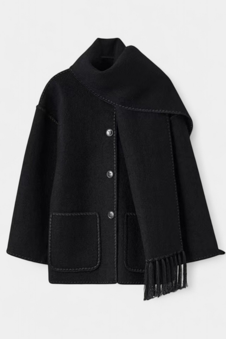 Manteau Pauline avec Écharpe à Franges Intégrée