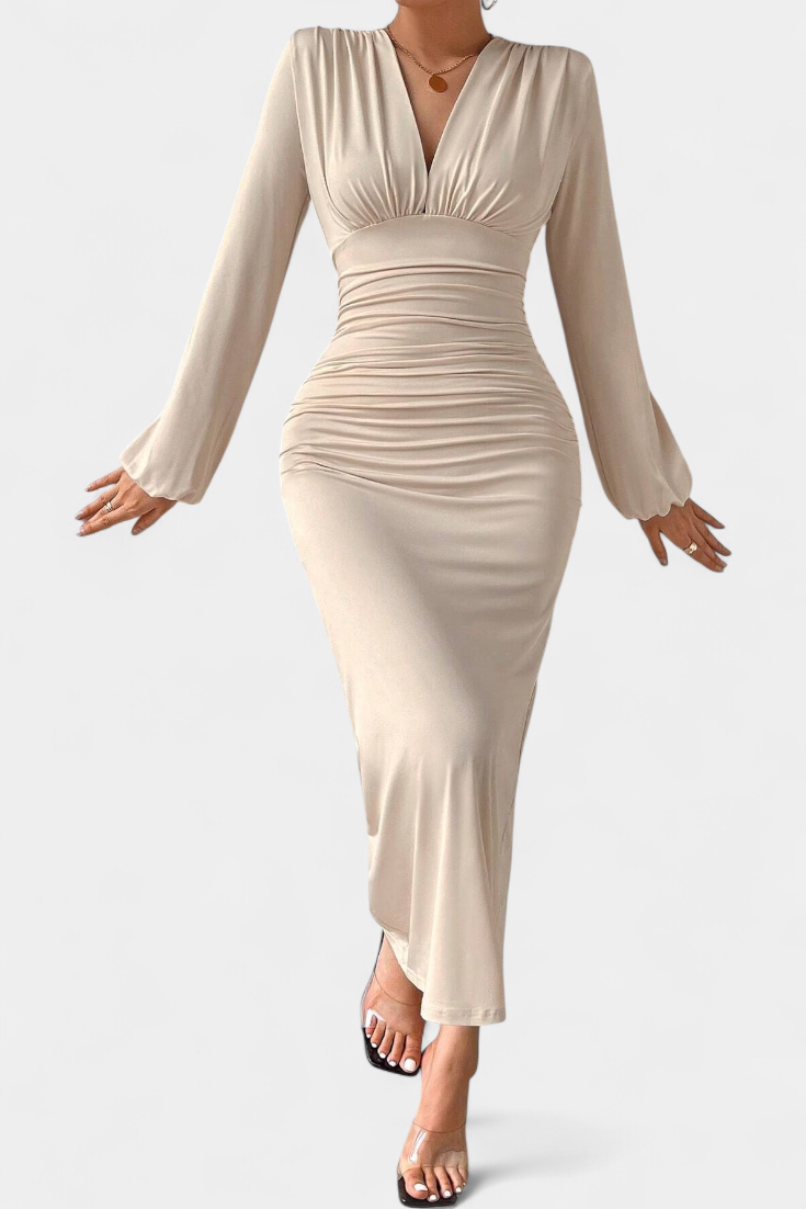 Ashlyn Robe Longue avec Imprimé Dégradé et Col en V