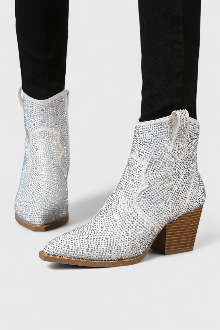 Bottes Élégantes Berenice avec Patchwork et Fermeture Éclair Latérale