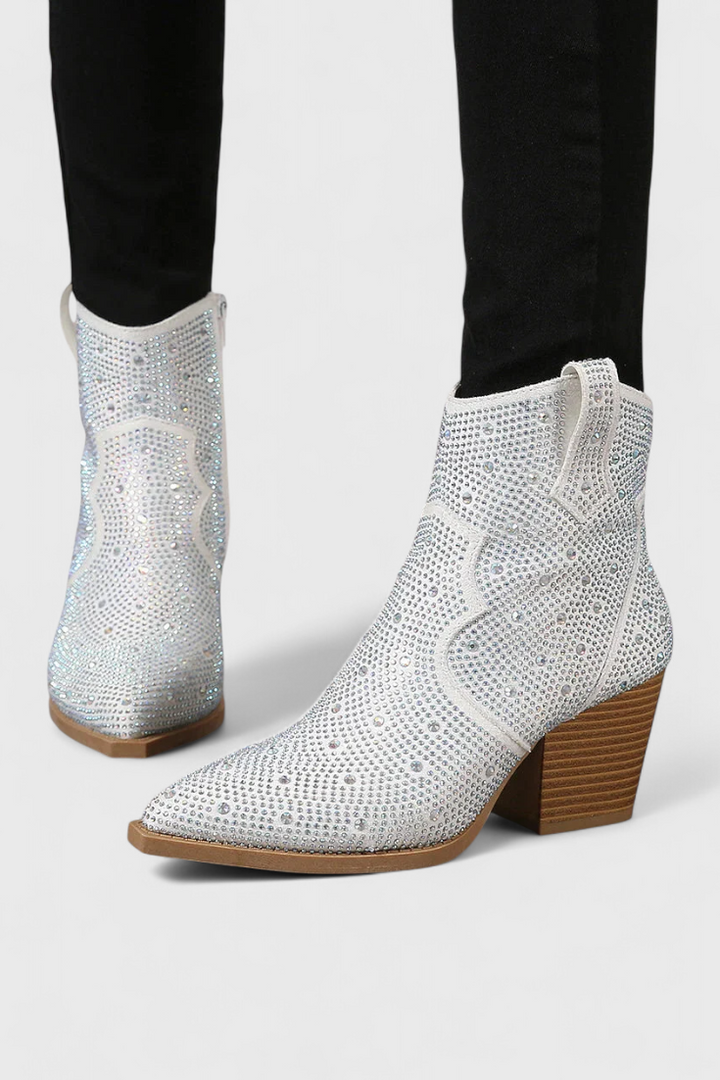 Bottes Élégantes Berenice avec Patchwork et Fermeture Éclair Latérale