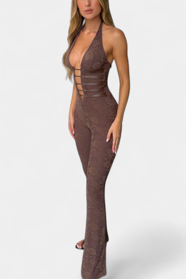 Kendra Mono Halter en Dentelle avec Dos Ajustable