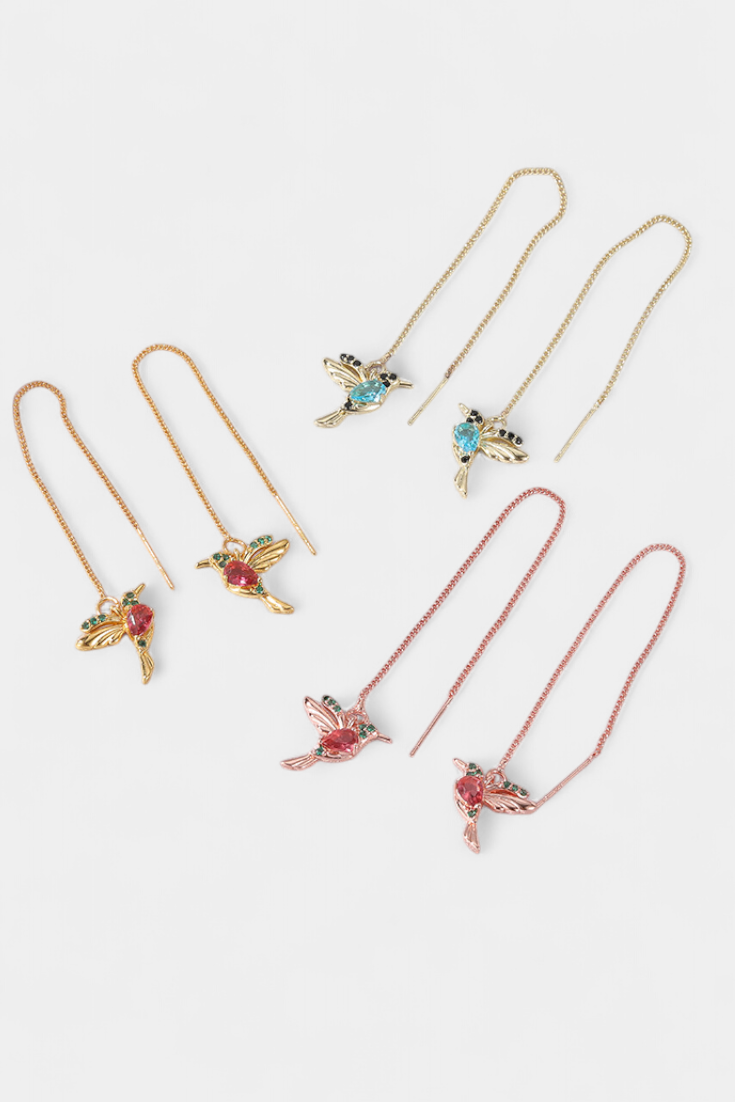 Boucles d'oreilles oiseaux en zirconium mélangé