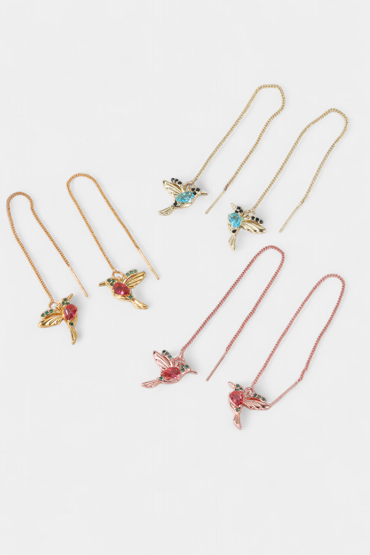 Boucles d'oreilles oiseaux en zirconium mélangé
