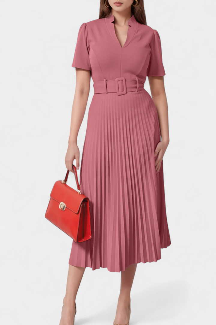 Seliora Robe Midi de Travail avec Ceinture et Plis