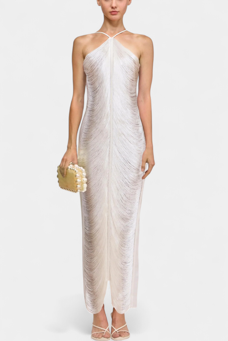 Robe Halter Jianna avec Franges Métalliques