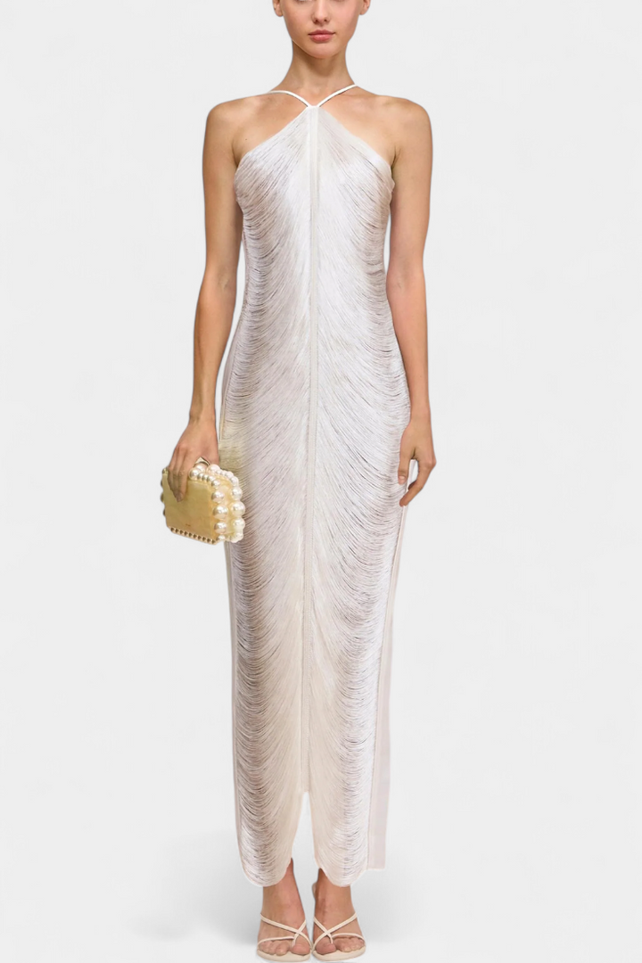 Robe Halter Jianna avec Franges Métalliques