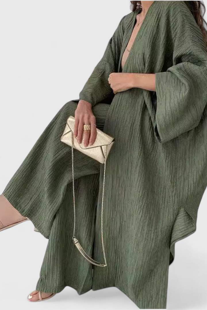 Ensemble Décontracté Caspian de Deux Pièces avec Kimono Long
