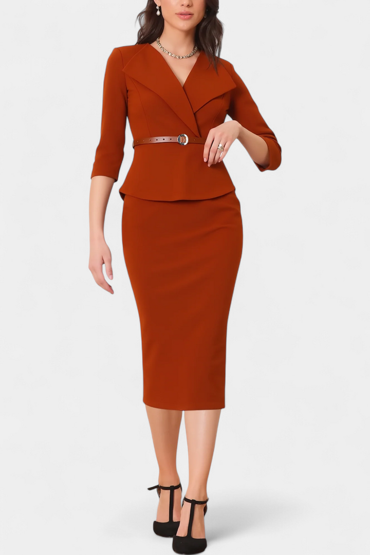 Robe Midi Ajustée Palamos avec Ceinture