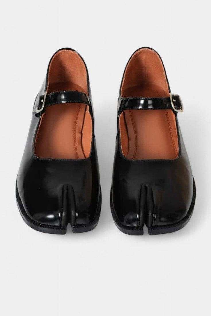 Martha Mary Janes en Cuir avec Bout Fendu