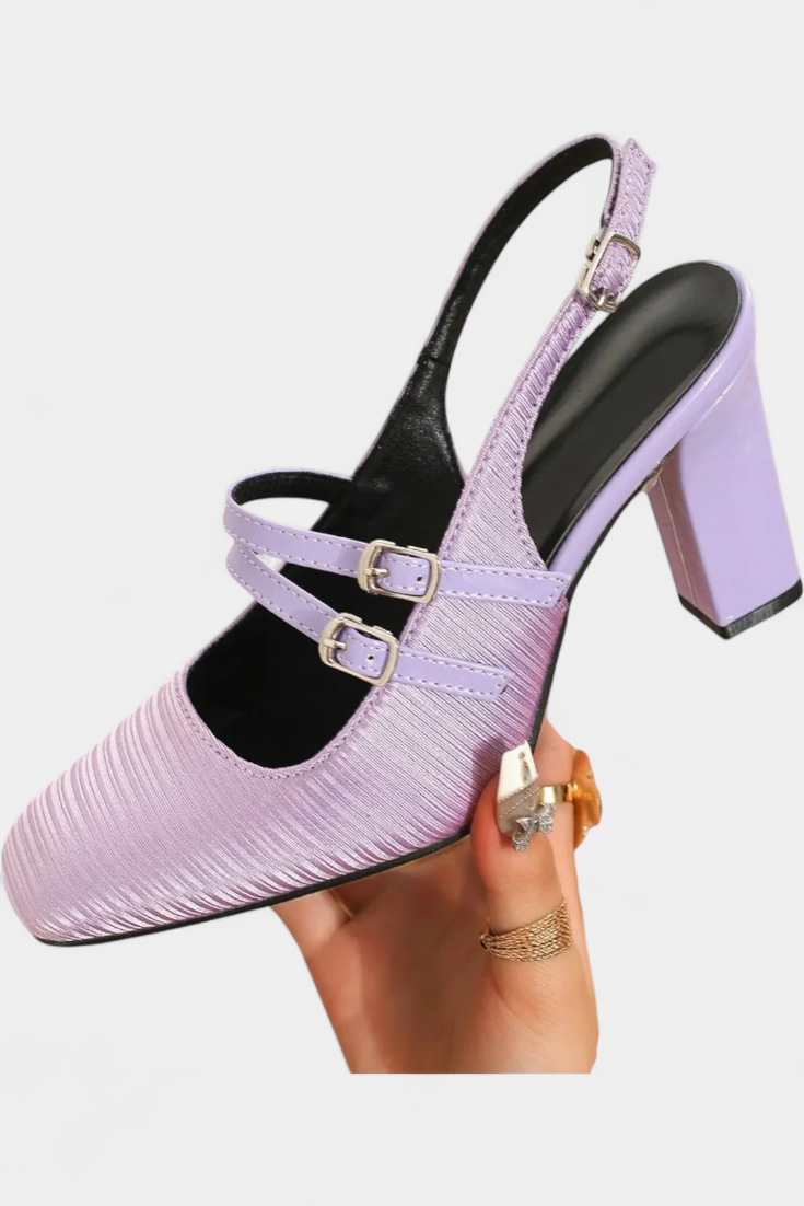 Orlanda Talons Satinés avec Double Bride et Sangle de Cheville