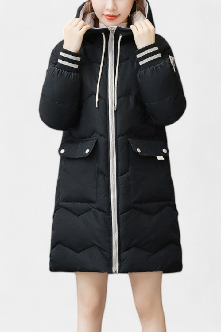 Belle Veste d'Hiver avec Fermeture Éclair et Capuche