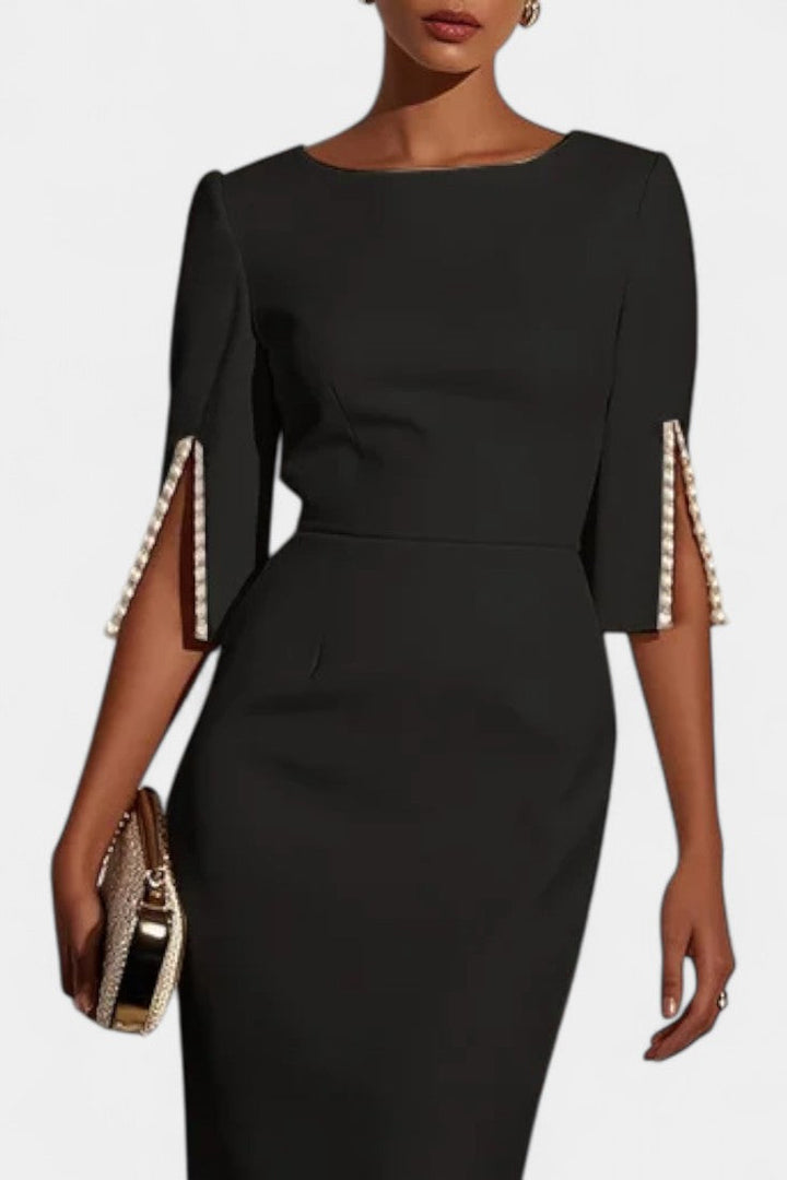 Robe Midi Reece avec Perles et Col Rond