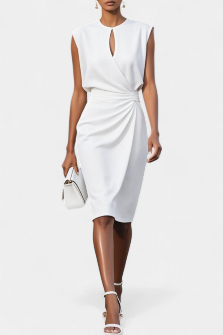 Robe Midi Mona à Manches Longues avec Col Rond