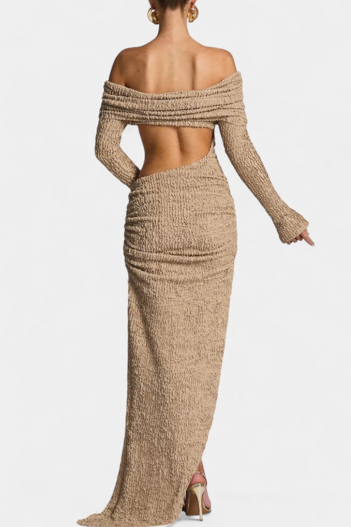 Fiammetta Robe Maxi Ruchée avec Découpe et Fente Haute
