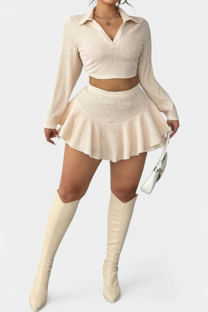 Ensemble Daline de Top Long et Jupe Mini Froncée